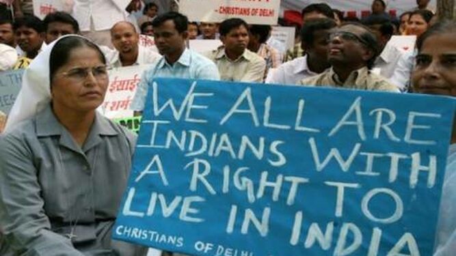 Protesta pacífica contra la persecución religiosa en India
