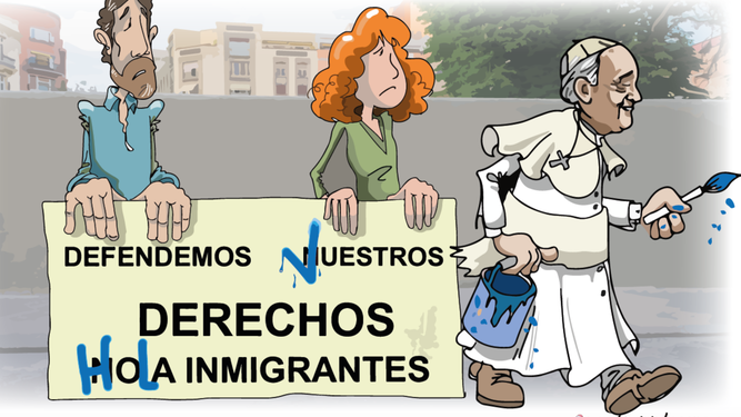 Papa y emigrantes