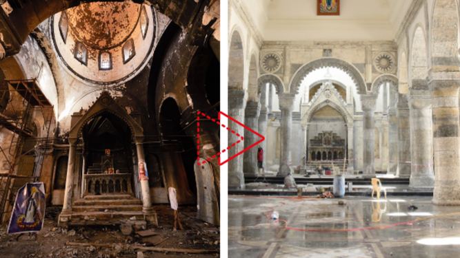 Iglesia de la Concepción antes y después