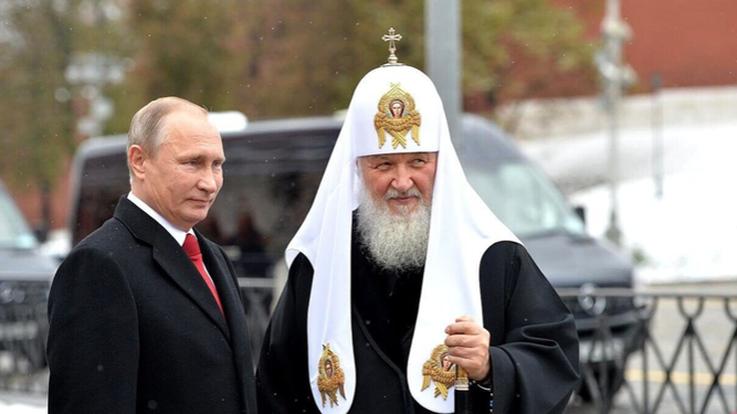 Vladimir Putin y el patriarca de la Iglesia Rusa,  Kirill