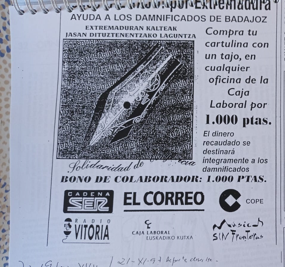 Anuncio prensa ayuda Badajoz 1997