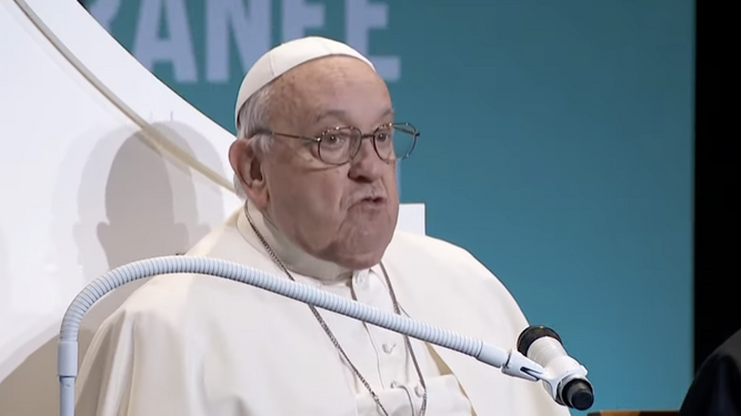 El papa, durante su discurso