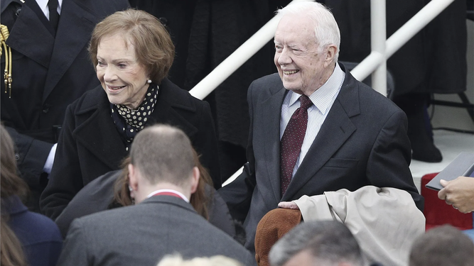 The former US president Jimmy Carter and his wife Rosalyn in 2017