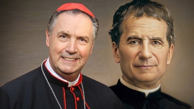 El cardenal Artime ante una imagen de Don Bosco