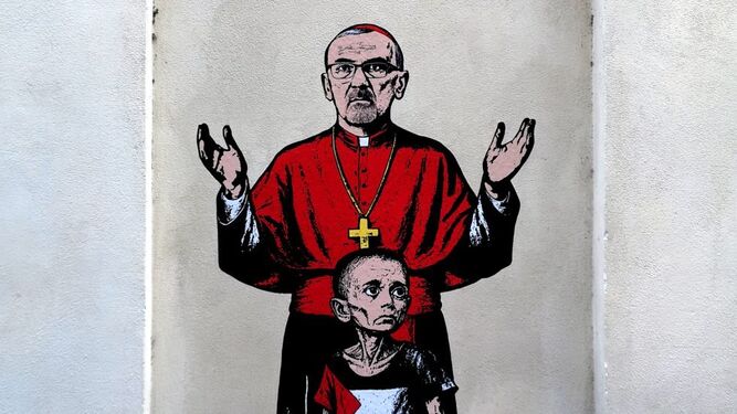 Mural de Pizzaballa en la Curia de Milán